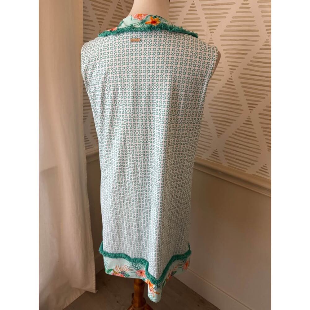Cabana Life Women’s Medium Tulum Teal Fringe Sleeveless Tank Dress - Picture 7 of 10